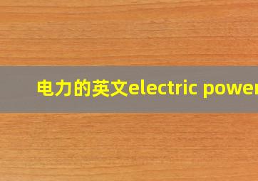 电力的英文electric power